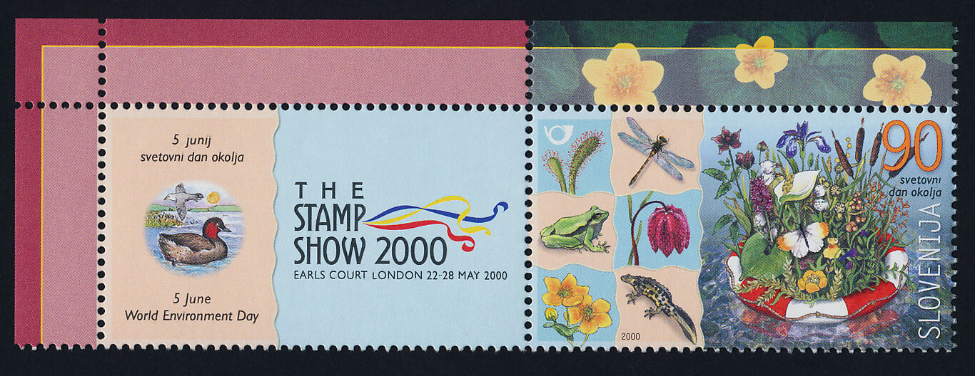 Slovenia 423 + label MNH World Environment Day, Flowers, Insects, Frog