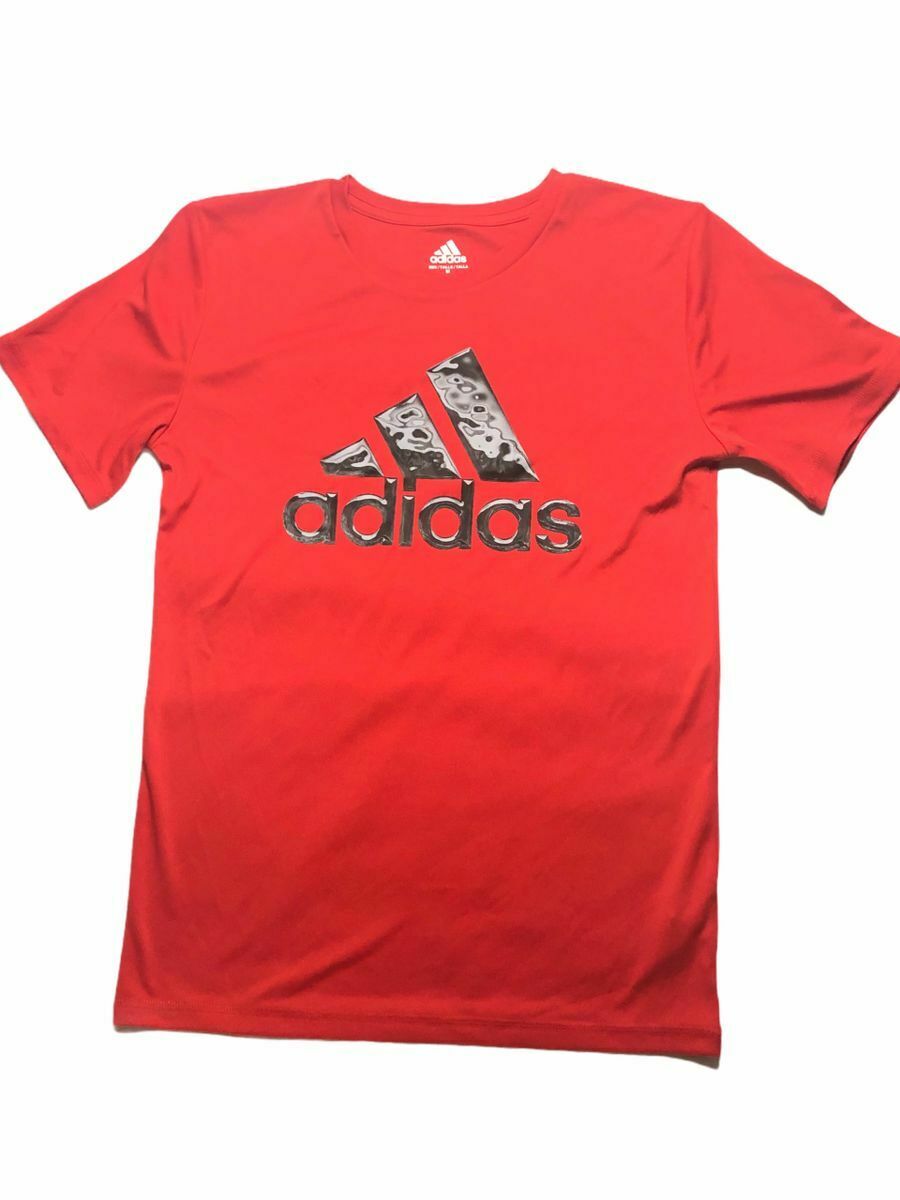 Adidas Badge Of Sport Crew Neck Graphics Shirt Red (youth Size: M)
