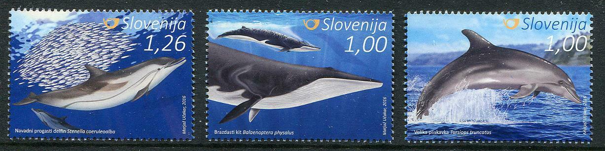 Herrickstamp New Issues Slovenia Sc.# 1190-92 Dolphins & Whales