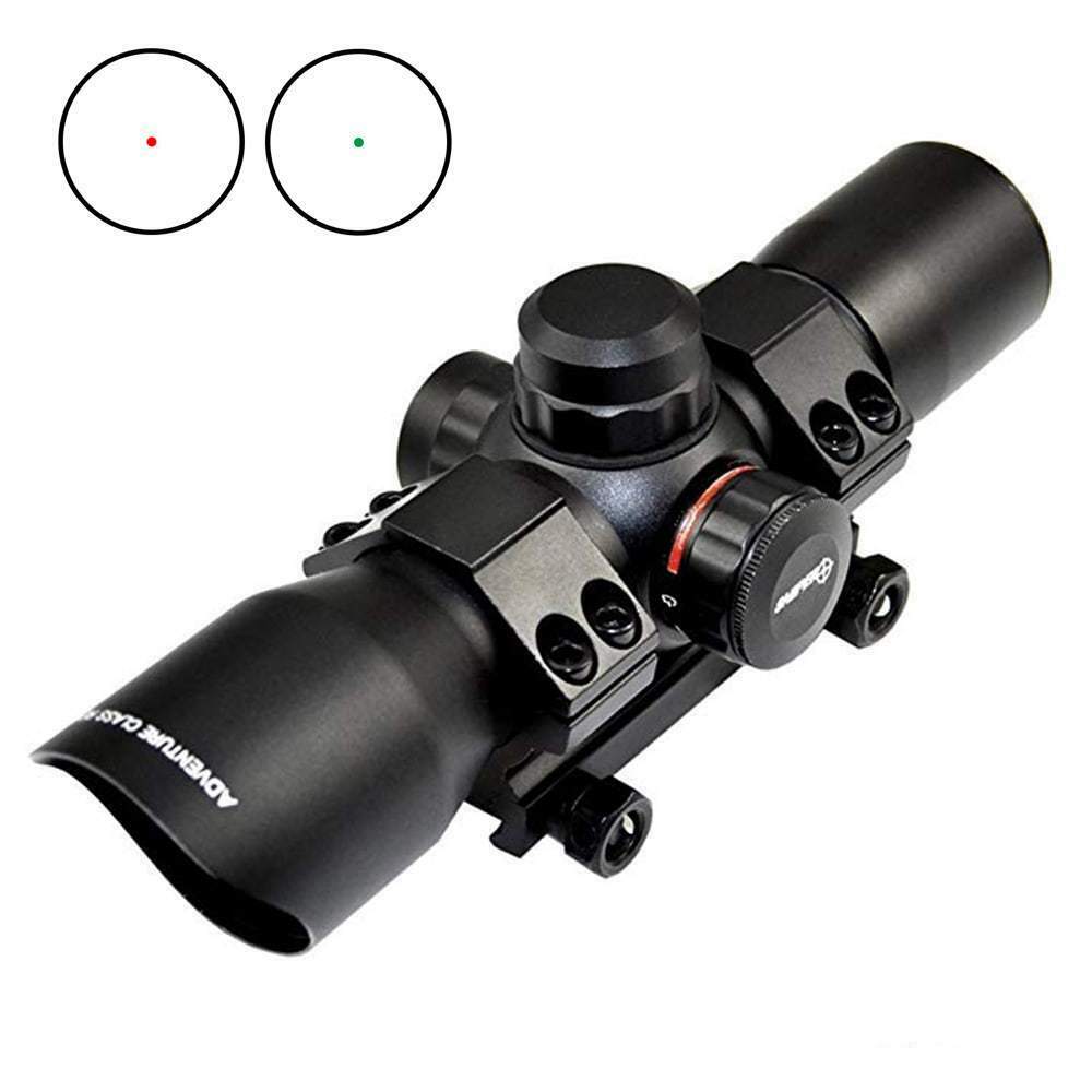 Sniper 1X35 Red Green Dot Sight Scope Style 30mm Picatinny Mount + Flip Up Caps