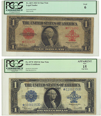 Fr 40* Star Note $1 1923 Legal Tender Star Note And Fr237* Silver Certificate $1