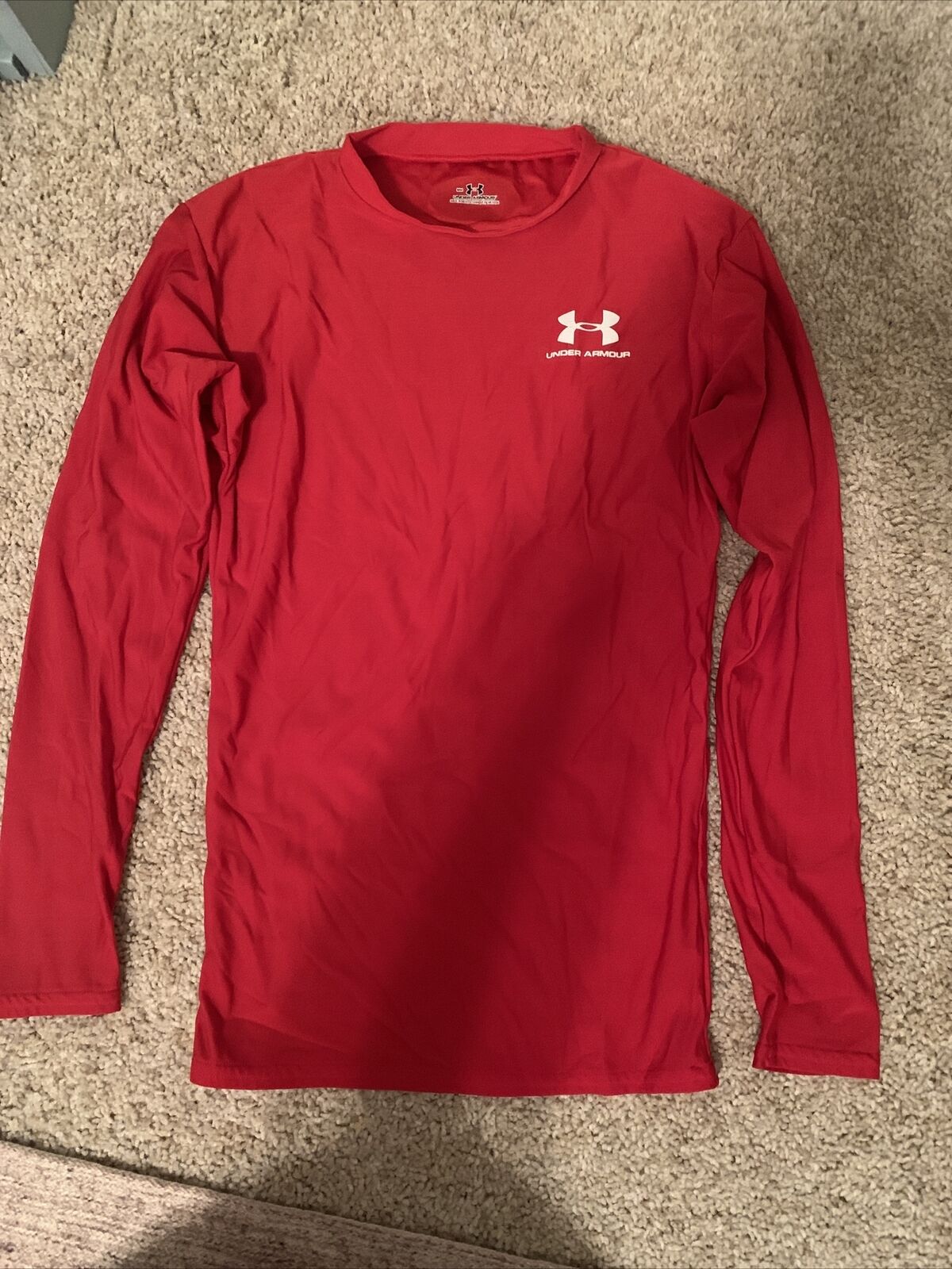 Under Armour Red Long Sleeve Compression Shirt Youth Small