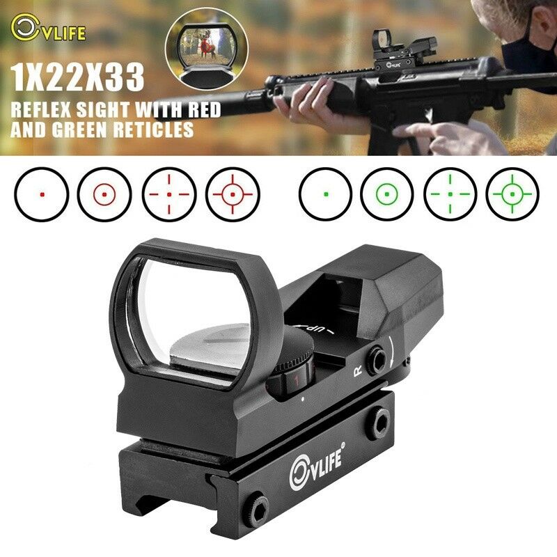 Cvlife 1x22x33 Red Green Dot Gun Sight Scope Reflex Sight With 20mm Rail