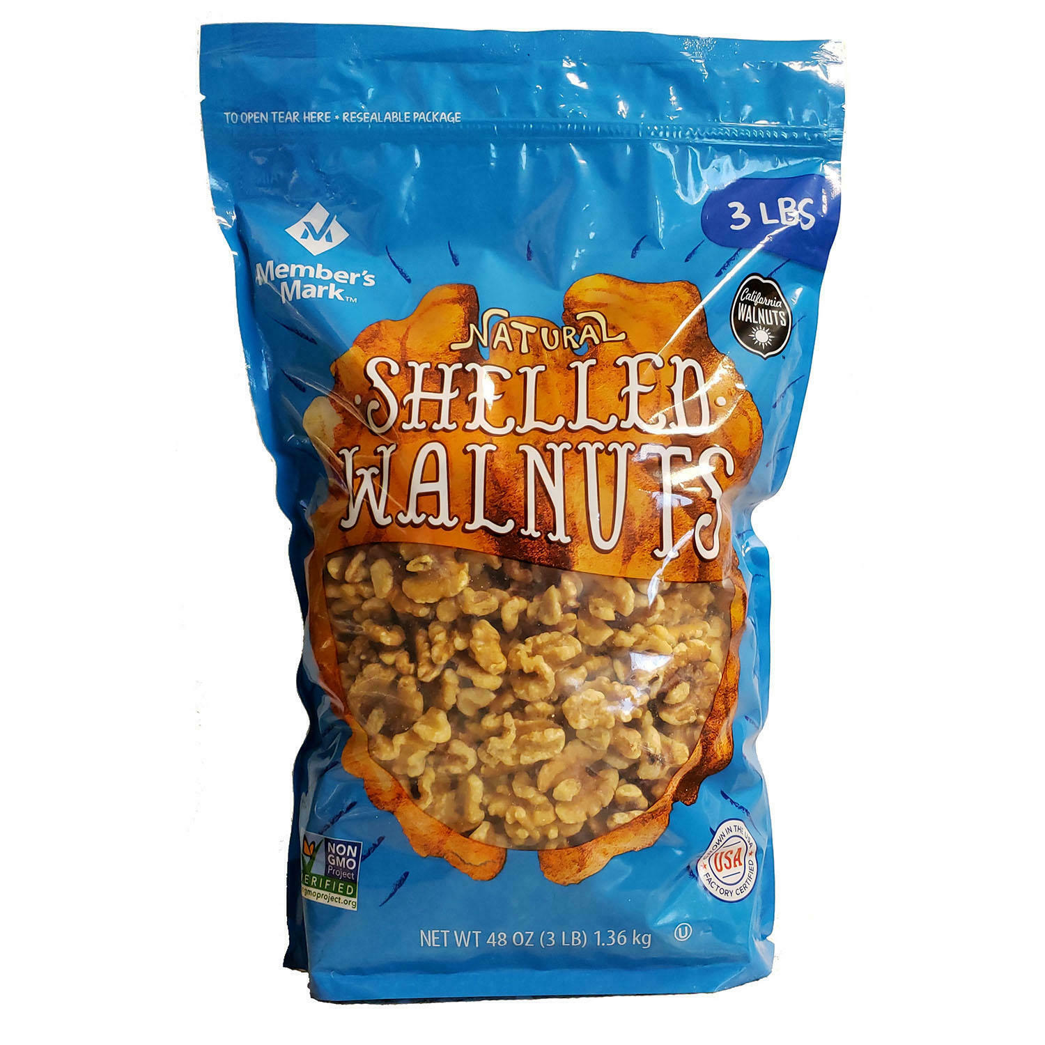 Member's Mark Natural Shelled Walnuts (3 lbs.) - Non GMO