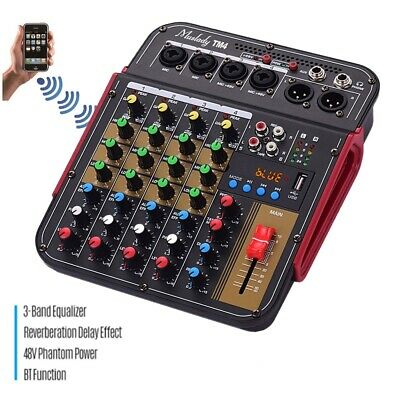 4channel Mini Audio Mixer Bluetooth Usb Dj Sound Mixing Console Amplifier Studio