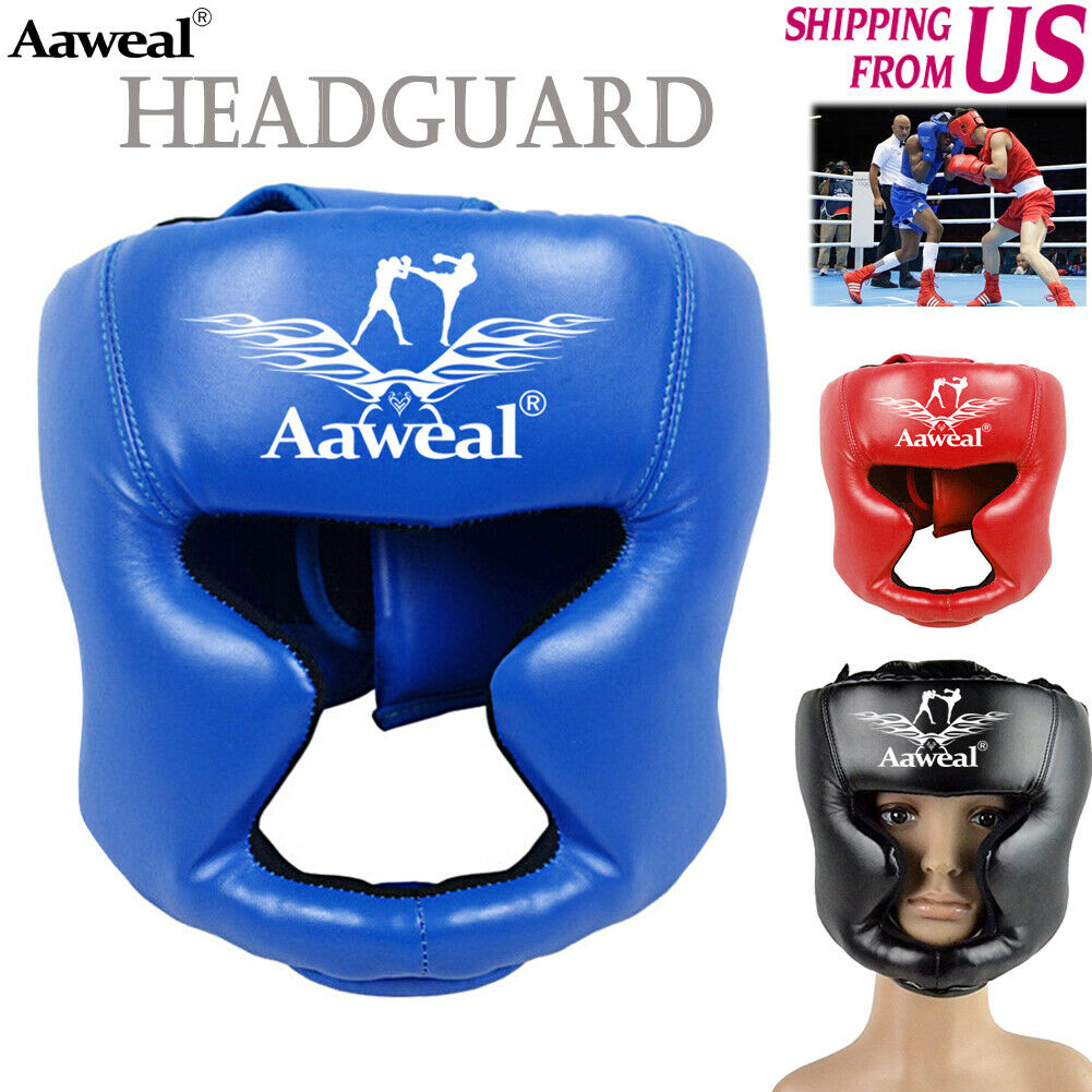 Aaweal Boxing Headgear Mma Face Protector Head Guard Kick Helmet Martial Gym Us