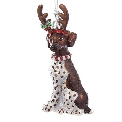 Noble Gems German Shorthaired Pointer With Antlers Glass Ornament Nb1261gp New