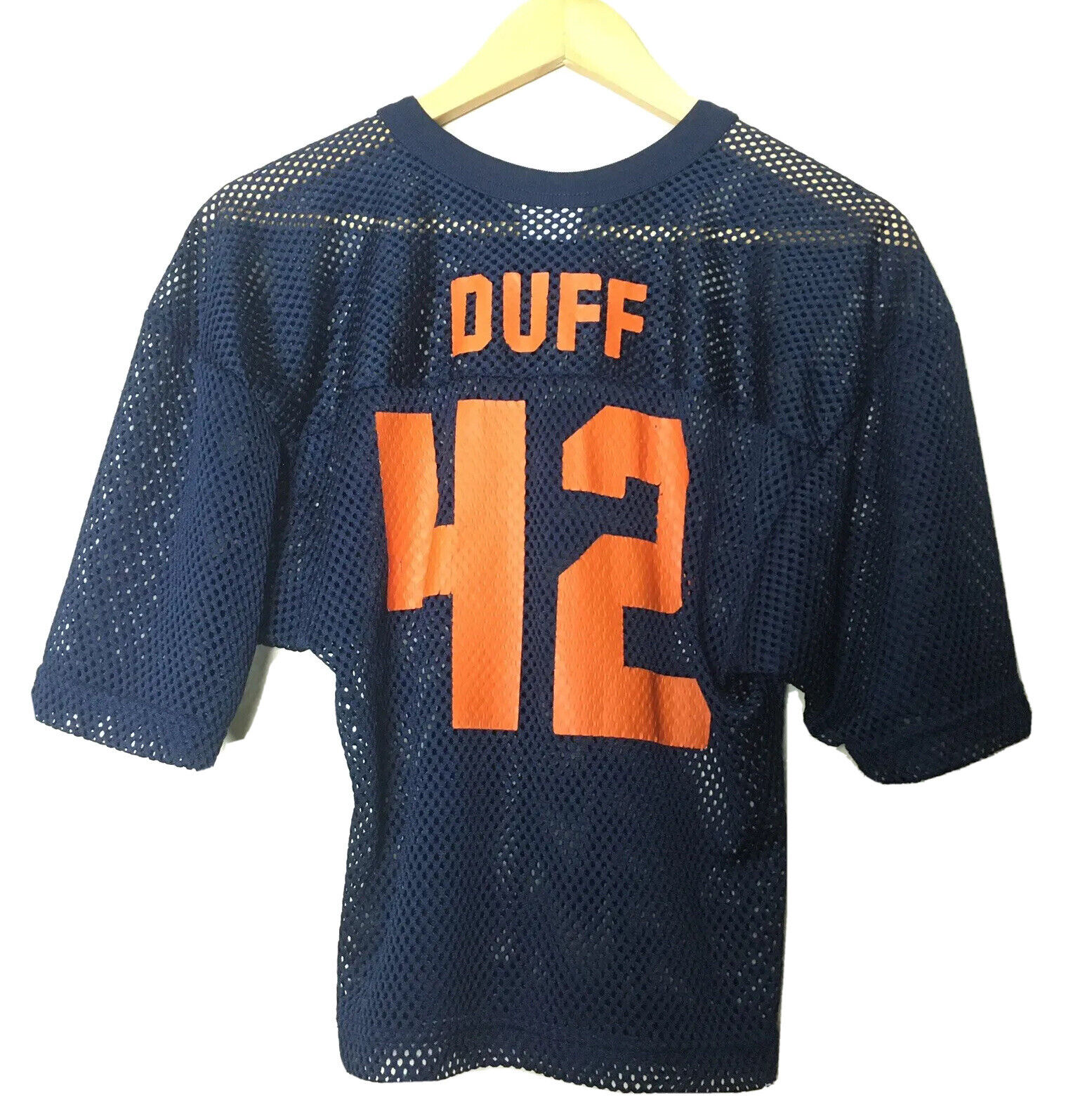Vintage Mesh Jersey 1990s Navy Blue Football Jersey Duff #42 Youth Rawling M