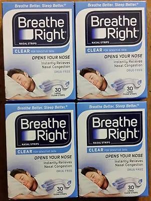 120 Breathe Right Nasal Strips, Large Clear ( 4 Factory Sealed Boxes) W.w. Ship