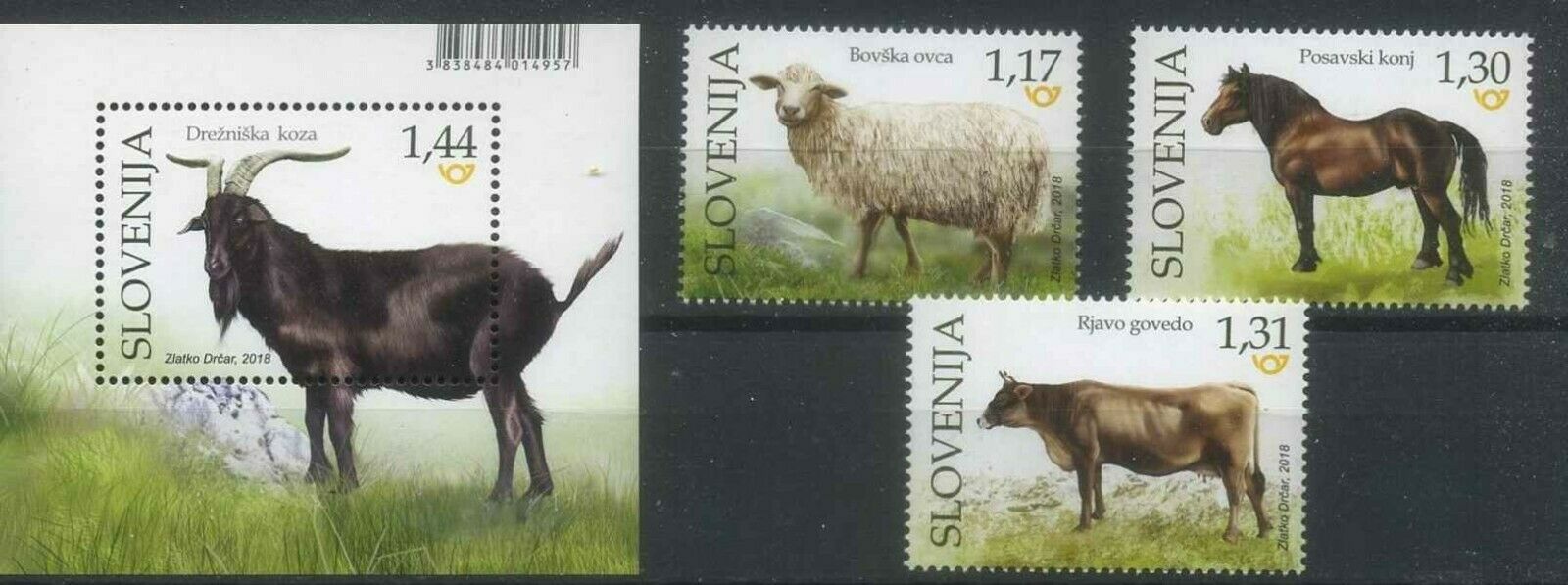 Slovenia 2018 Domestic Animals, Fauna, Sheeps, Horses, Cows Mnh**