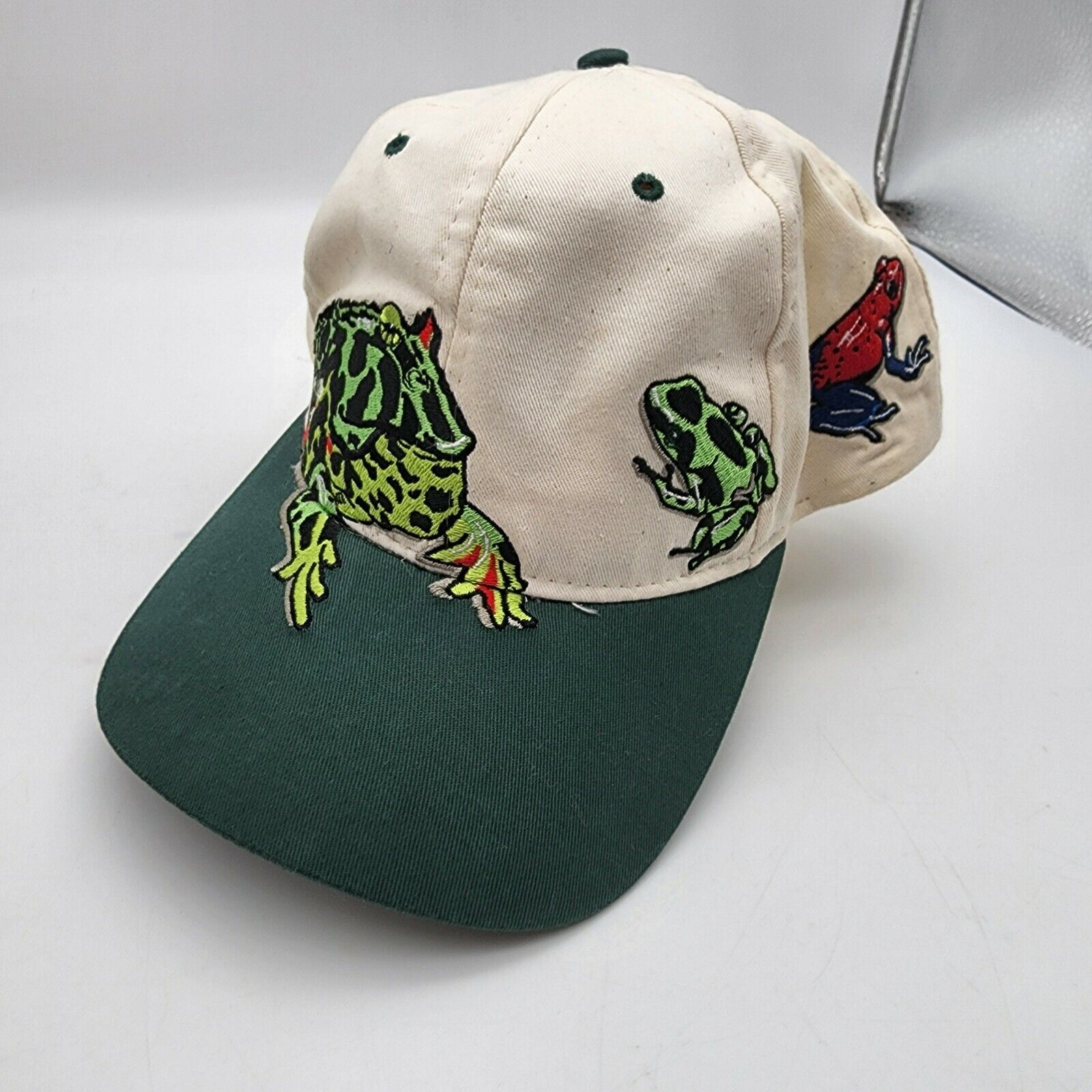 Frogs Embroidered Cotton Cap Amphibian Hat Springdale Water Gardens Poison Frogs