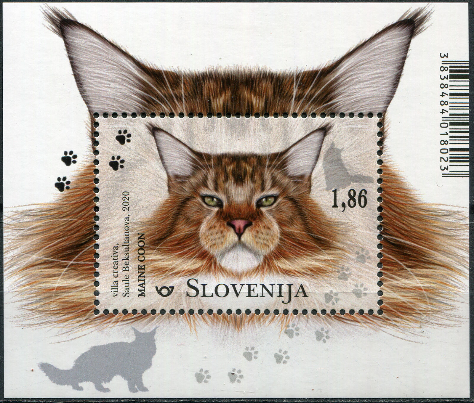 Slovenia 2020. Maine Coon Cat (mnh Og) Souvenir Sheet