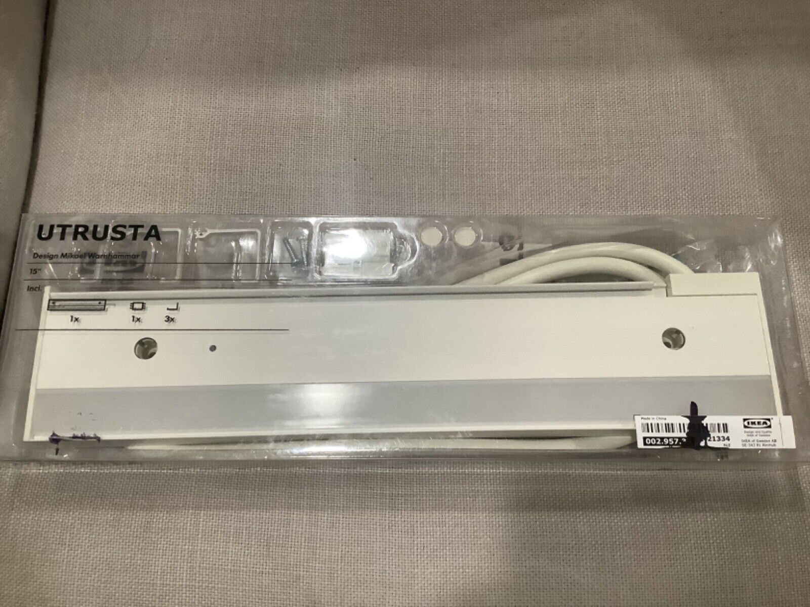 Ikea Utrusta White Led Countertop Light W/power Supply 15" L White