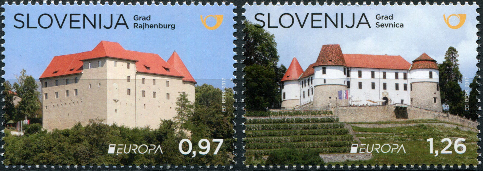 Slovenia. 2017. Europa Stamps - Palaces And Castles (mnh Og) Set Of 2 Stamps
