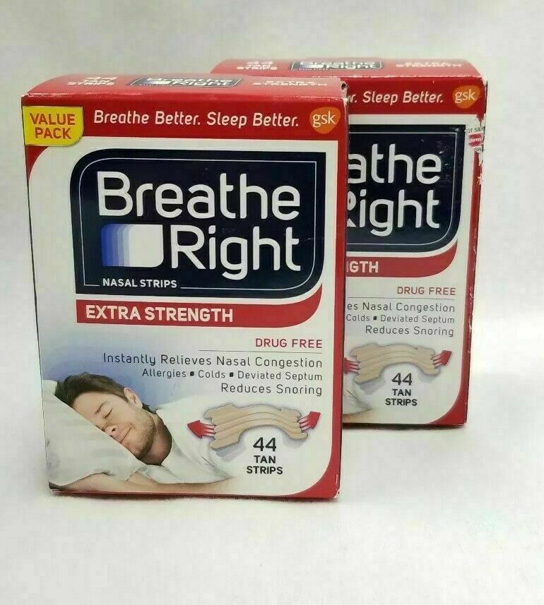 88 New Breathe Right Nasal Strips, Extra Tan ( 2 X 44 Ct Boxes ) Ship World Wide