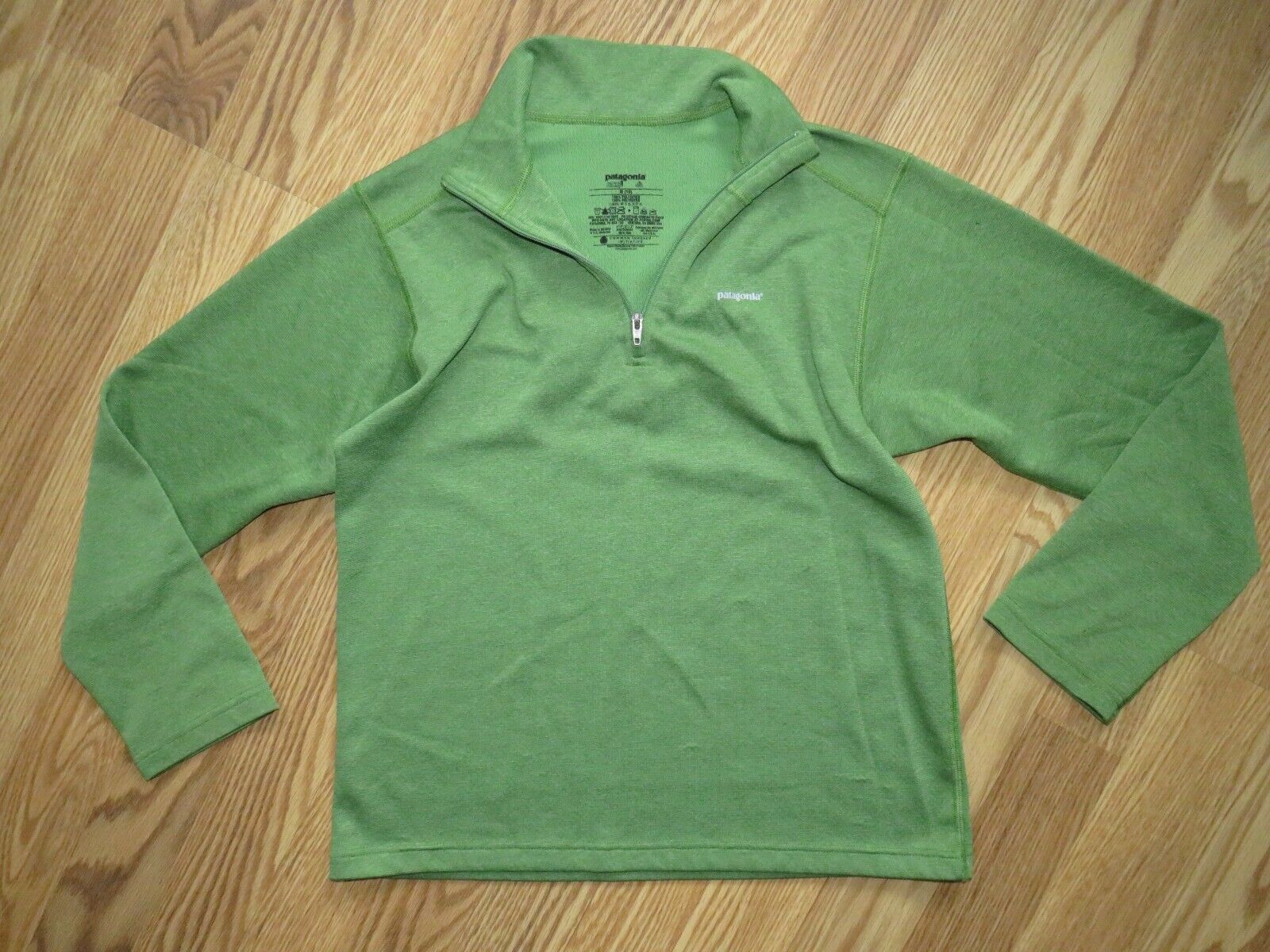 Patagonia Kid's M (10) Capilene Zip Neck Base Layer Shirt Green